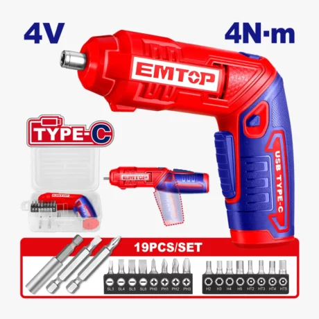 VISSEUSE 4V 4NM T-C+ 8 EMBOUTS EMTOP ECSR0458