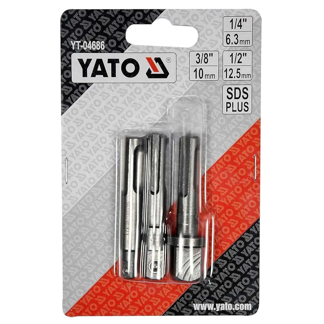KIT 3 ADAPTATEURS SDS-PLUS DOUILLES 1/4″ 3/8″ 1/2″ YT-04686 YATO