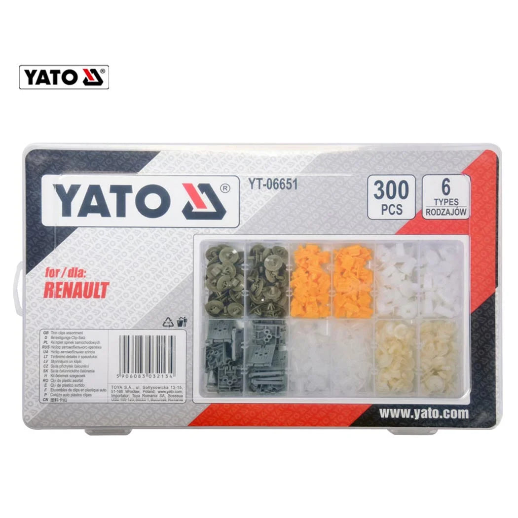 ASSORTIMENT 300 CLIPS DE GARNITURE RENAULT YT-06651 YATO