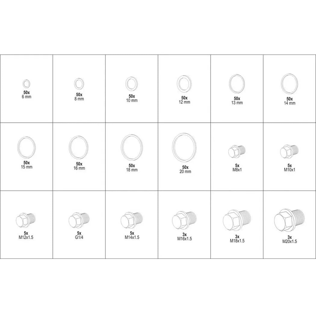 ASSORTIMENT DE 534 VIS ET JOINTS DE CARTER D’HUILE YT-06864 YATO