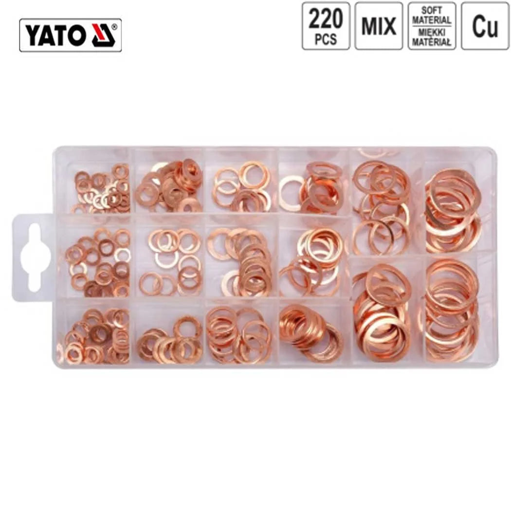 ASSORTIMENT DE 220 RONDELLES EN CUIVRE YT-068721 YATO