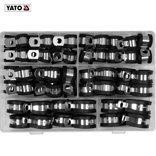 ASSORTIMENT DE 52 COLLIERS DE SERRAGE DE TYPE R EN ACIER INOXYDABLE YT-067834 YATO