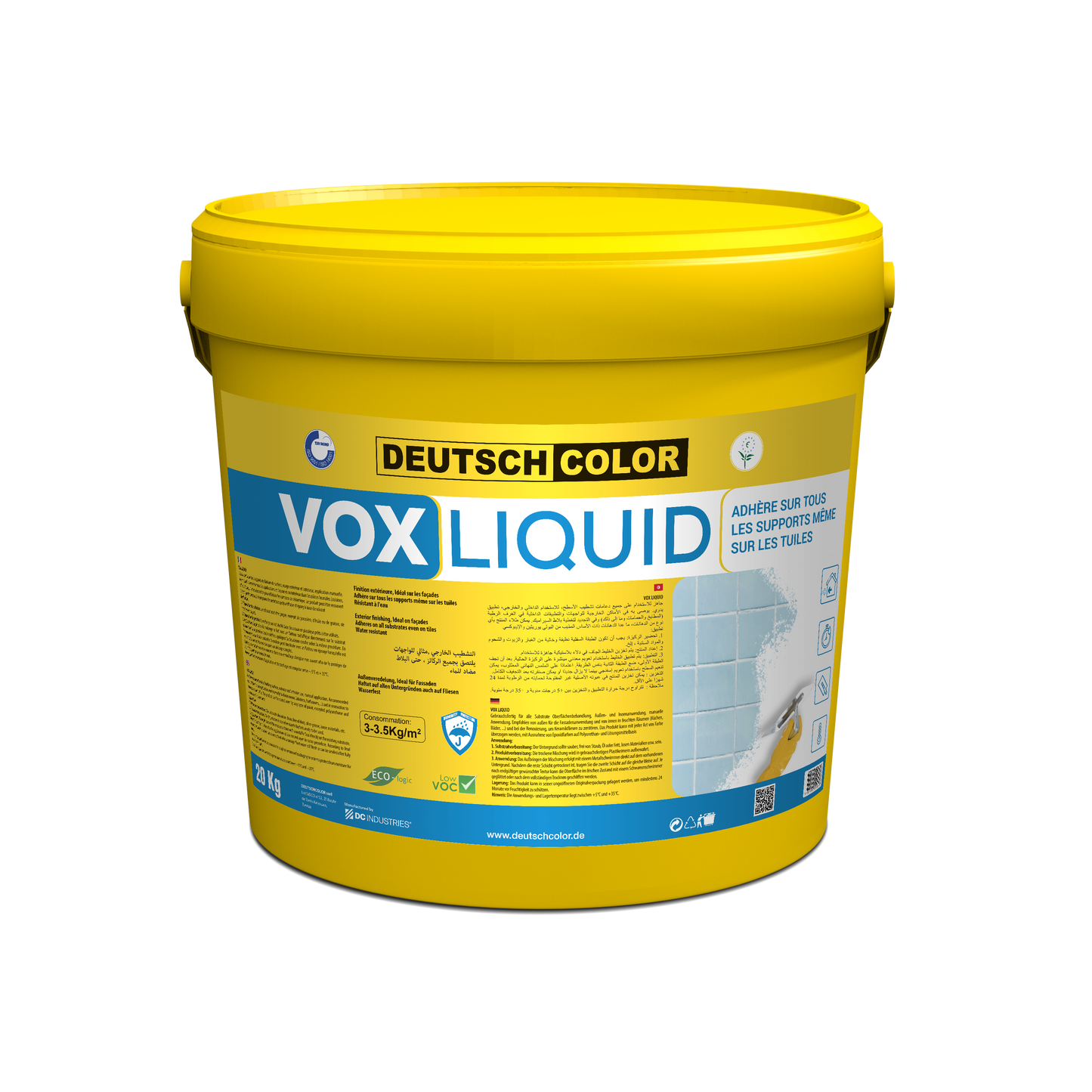 VOX LIQUID Mastic à base acrylique avec une granulométrie sélectionnée et des additifs spéciaux pour usage intérieur et extérieur