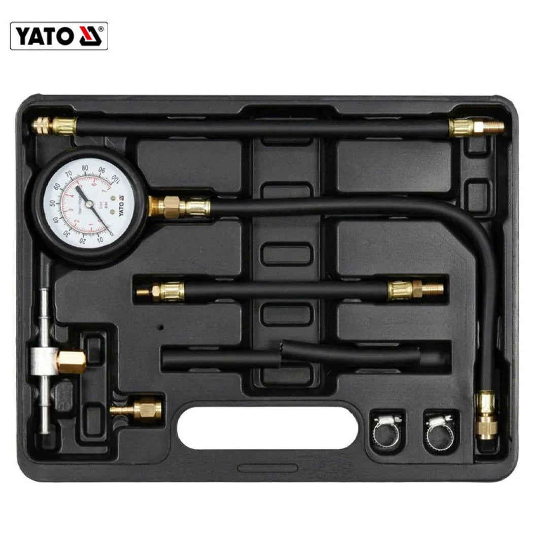 KIT TESTEUR DE PRESSION D’ESSENCE/HUILE 0-7BAR 9PCS YT-73024 YATO